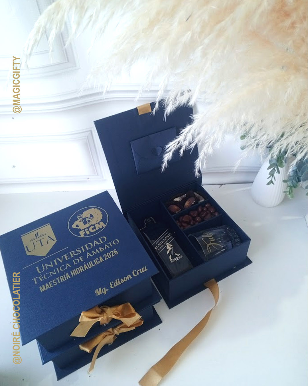 Luxury Box “Brindis de Logro” — Chocolates Finos & Whisky - Imagen 3