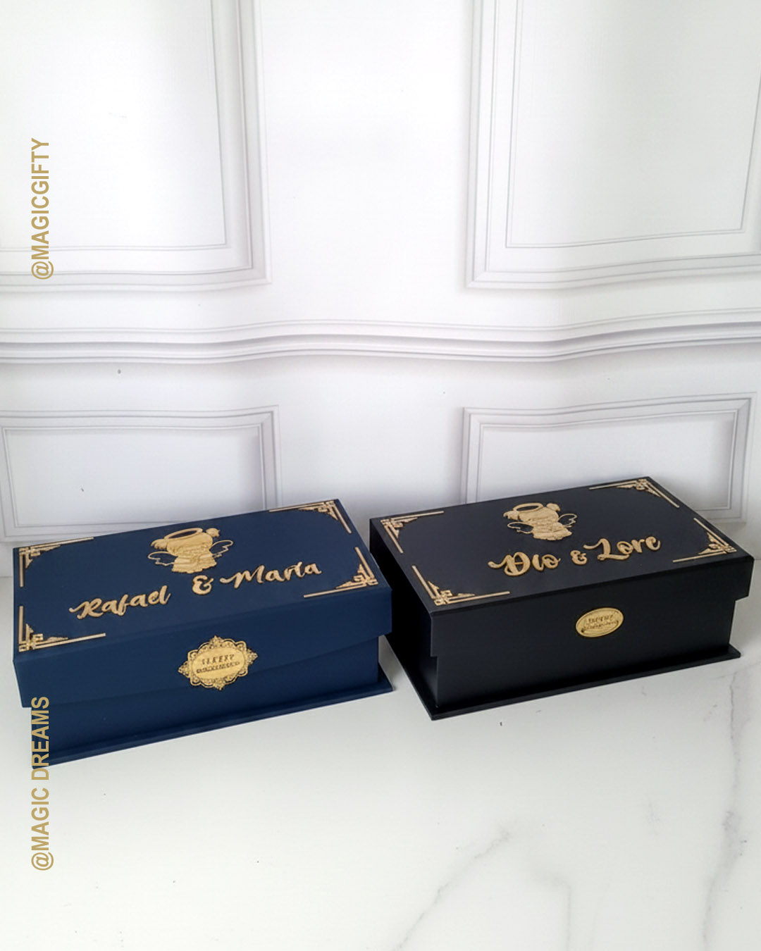 Elegante Box para pedir a los Padrinos con mensaje interior y regalos coordinados. - Imagen 3