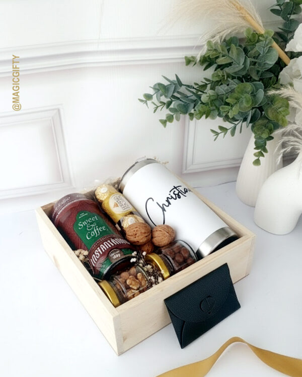 Gift tray con tumbler y café
