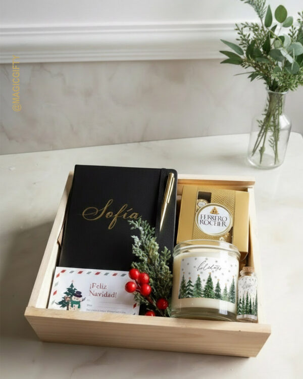 Gift box navideño con agenda y vela